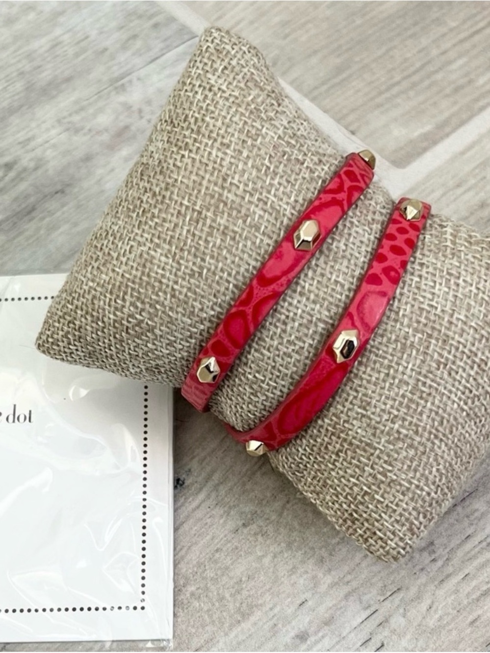 Stella & Dot Women’s Red Studded Leather Wrap Bracelet